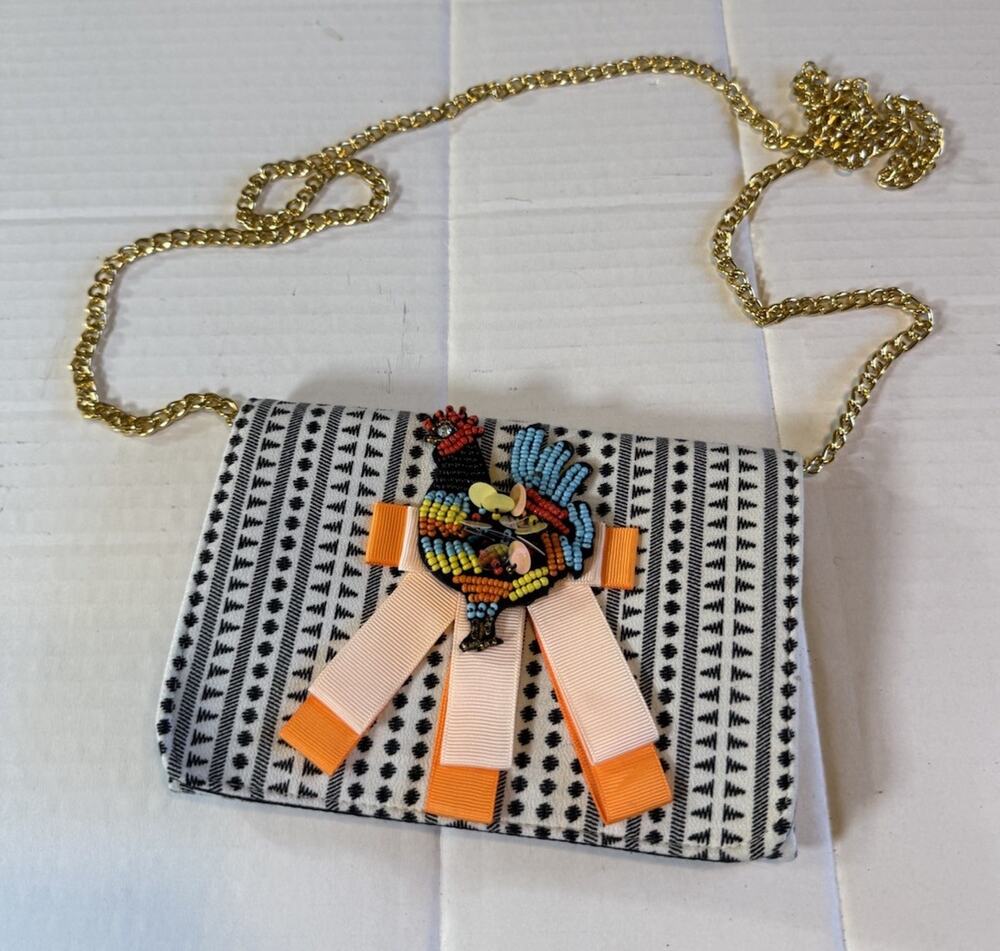 NWT Shiraleah Crossbody Bag Womens Small Chain Purse Chicken/Rooster Beaded